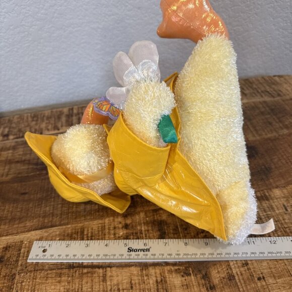Commomwealth 2002 Yellow Duck Plush Stuffed Animal 16" Raincoat w/ Flower Used - Picture 8 of 10
